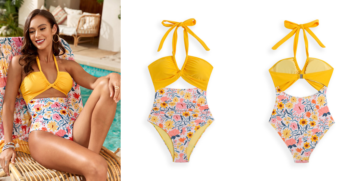 146g Weight Sleeveless Sleeve Length Spandex, Polyester Fabric Type Regular Top Length Bodysuit Tops Type Swimming Occasion Halter Neck Neckline Skinny Fit Type Flower Pattern Women's Gender Hollow Out Design Sexy Style Women's Sexy Flower Hollow Out One Piece Swimwear 3