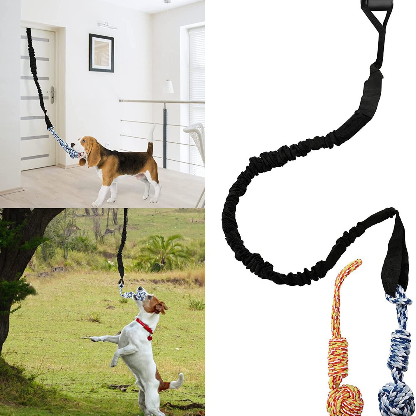 Pet Stainless Steel Spring Cotton Rope - Grey