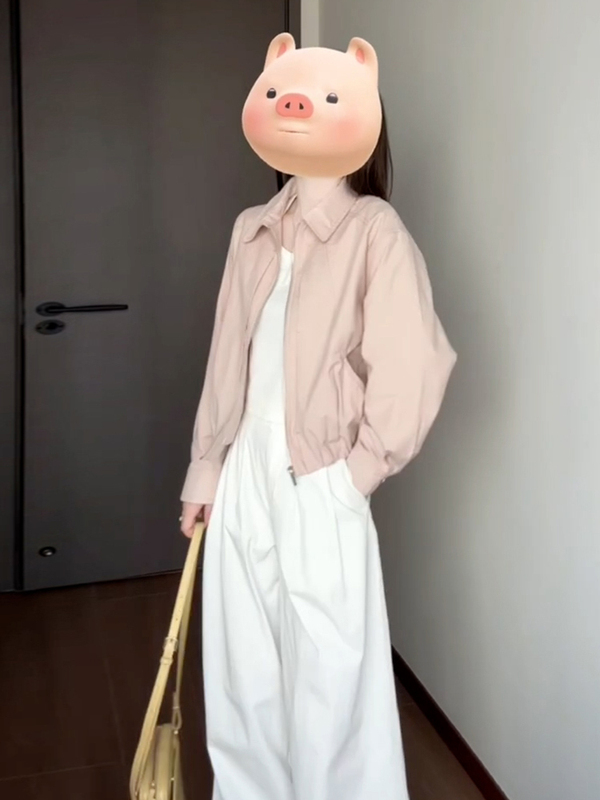 2025新款小个子香风粉色夹克外套初秋季女装感棒球服短款上衣|undefined