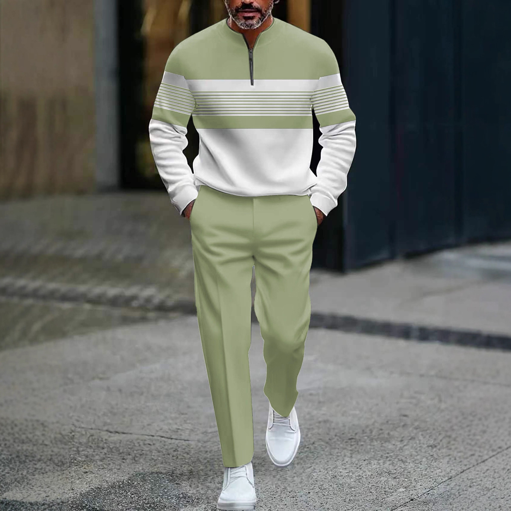 European and American Foreign Trade 2026 Spring New Cross-Border Men's Clothing Temu Amazon Hot-Selling Casual Suit Round Neck