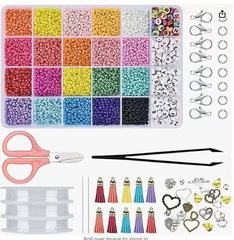 跨境熱銷中東歐美亞馬遜DIY24格 玻璃米珠馬卡龍流蘇剪刀配件套裝