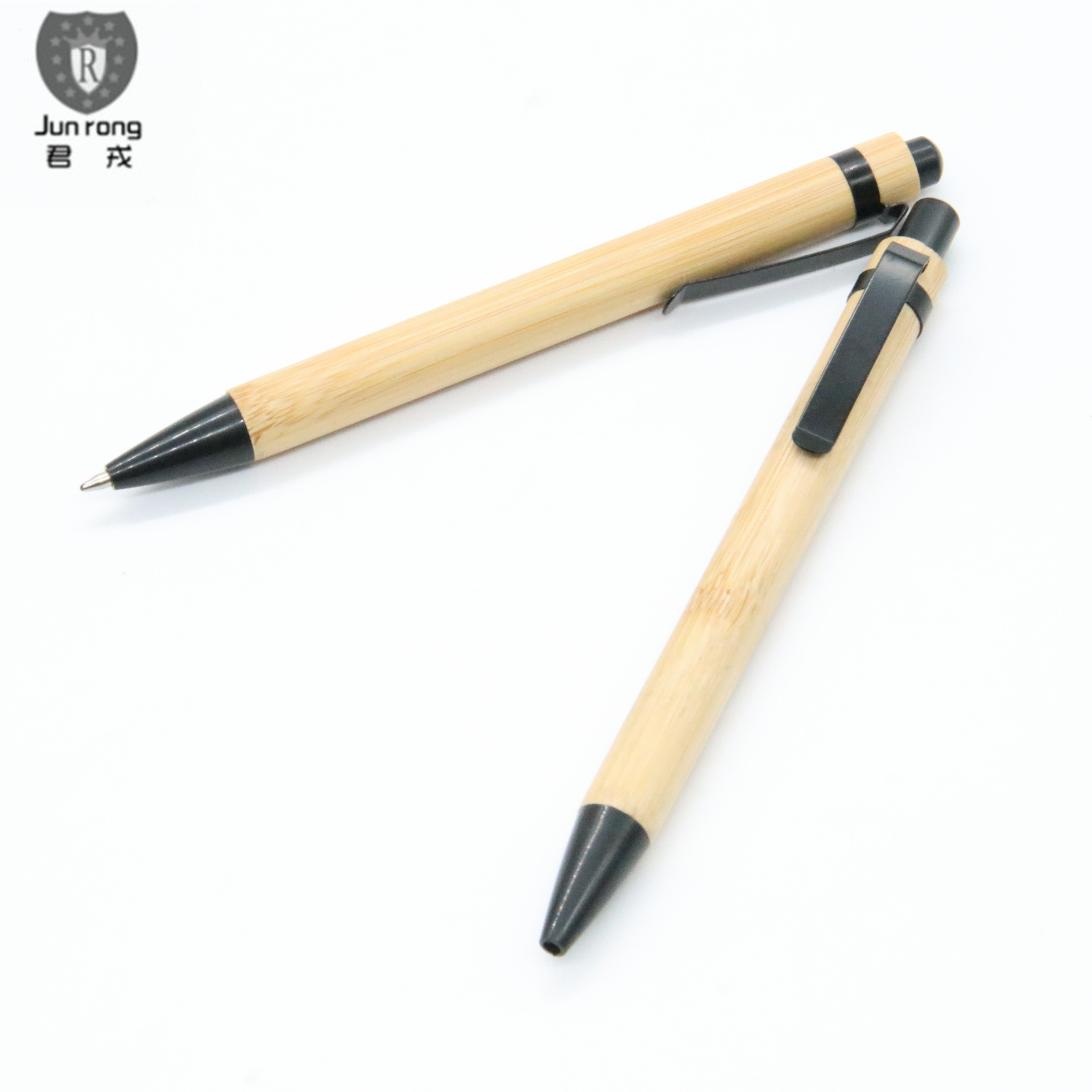 Pluma de bambú prensa bolígrafo L soporte de pluma de metal pluma de aceite medio pluma de regalo publicidad bolígrafo
