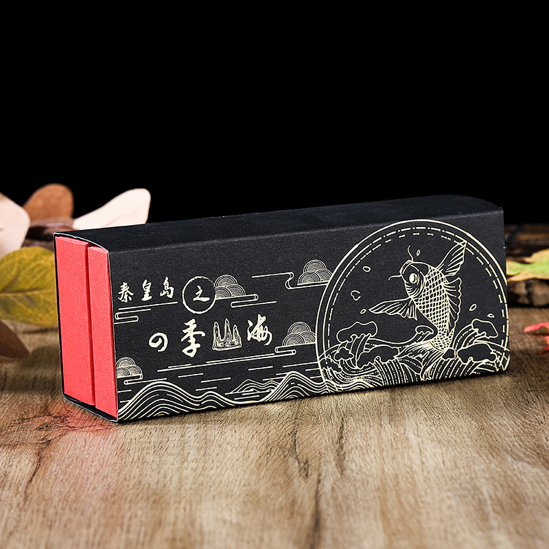 厂家批发双层抽屉纸盒烫金彩印礼品包装盒茶叶海鲜食品礼盒制定