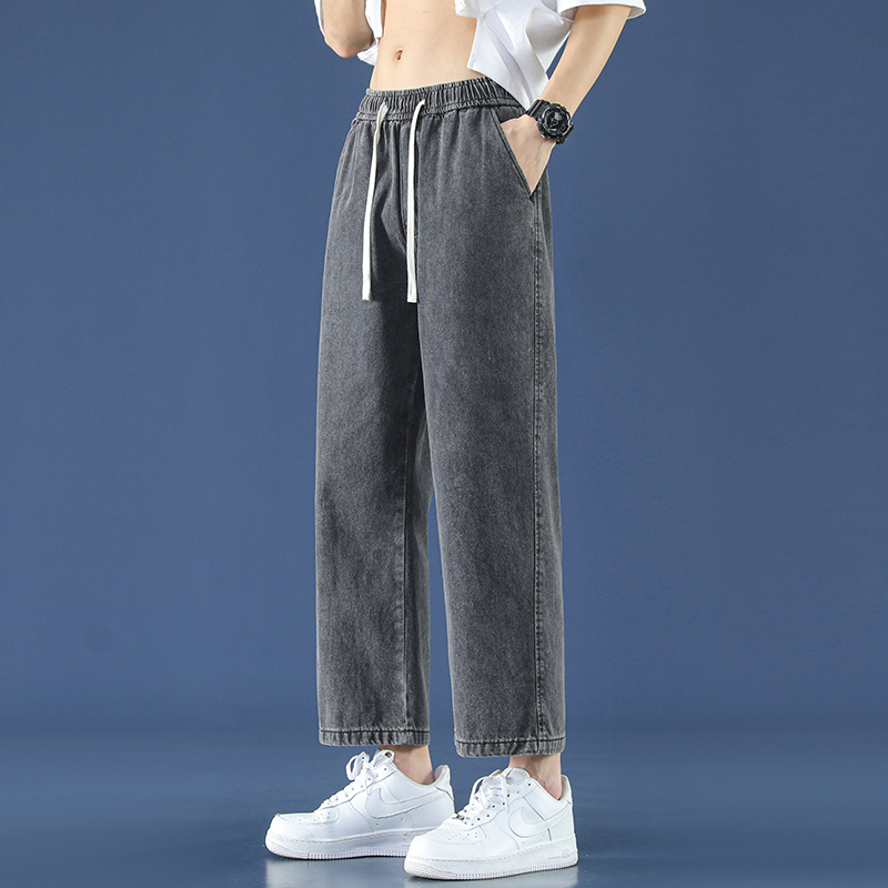 American-style Vibe Cropped Jeans Men's Spring and Summer 2025 New High Street Loose Trendy Brand Straight Casual Pants