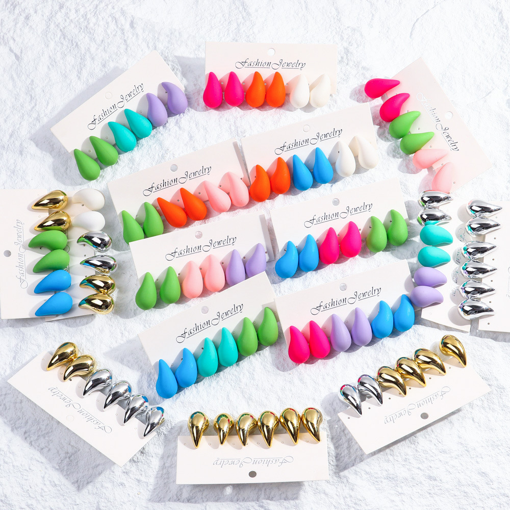 Wholesale Jewelry Ig Style Simple Style Water Droplets Arylic Spray Paint Ear Studs display picture 1