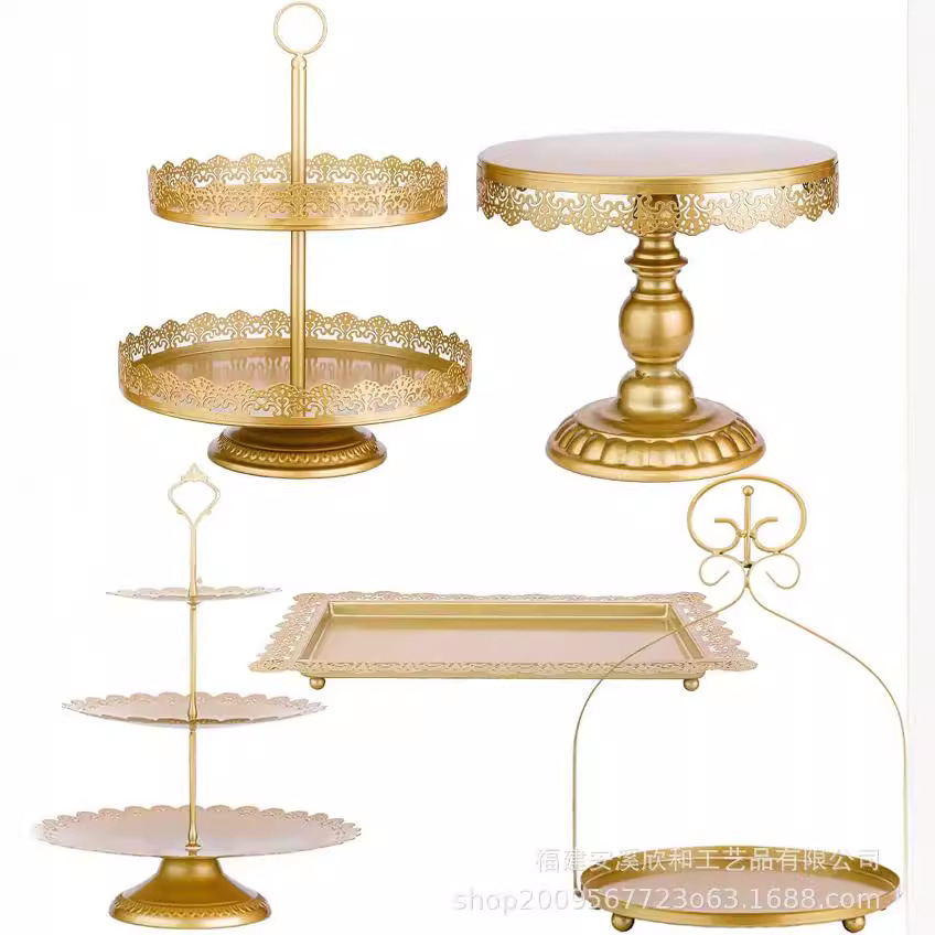 Estante de pastel de hierro forjado de estilo europeo Restaurante occidental Café de la tarde Tés y refrigerios de postre Set de estante de exposición