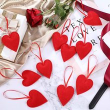 毛毡填充立体心形挂件婚礼装饰心形节日派对红色毛毡爱心挂件吊饰