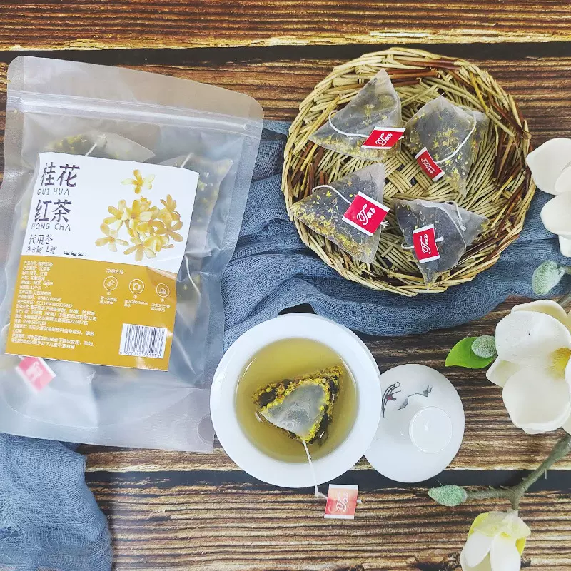 桂花红茶三角包独立包装浓香型正宗袋泡茶泡水代用花草茶