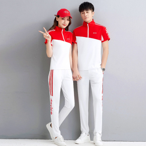 Couple's clothing  new trendy sports suit summer short-sleeved popular men's T-shirt sportswear women's summer thin style