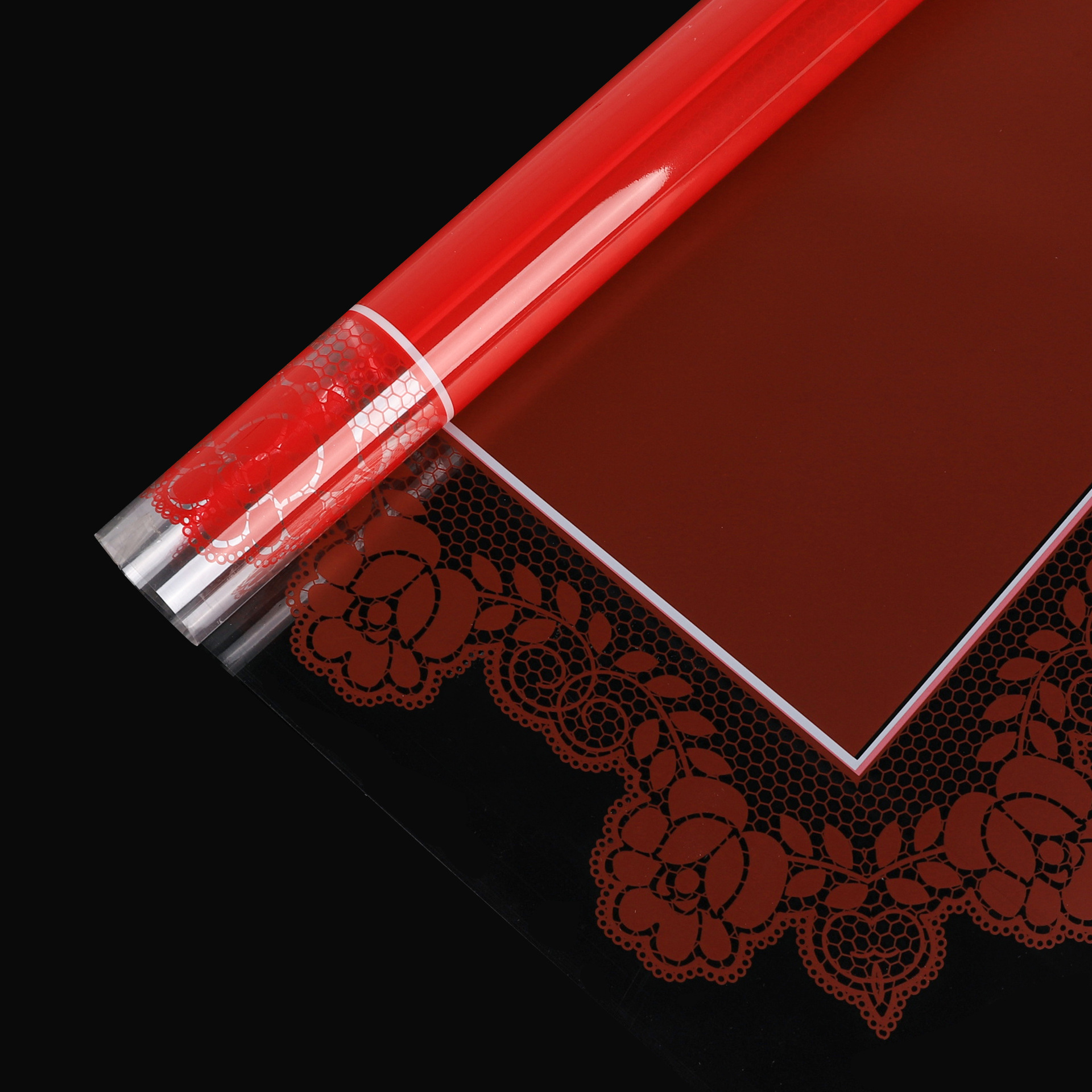 Fábrica directa encaje transparente impermeable regalo papel de embalaje creativo diy flor flor floral papel de impresión de vidrio