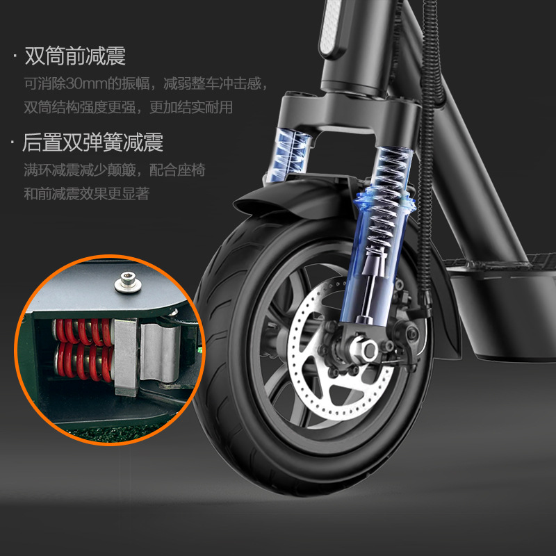 Patinete eléctrico con tracción trasera MK086, intermitentes izquierdos y derechos, amortiguadores delanteros y traseros, 500W, todoterreno de largo alcance.