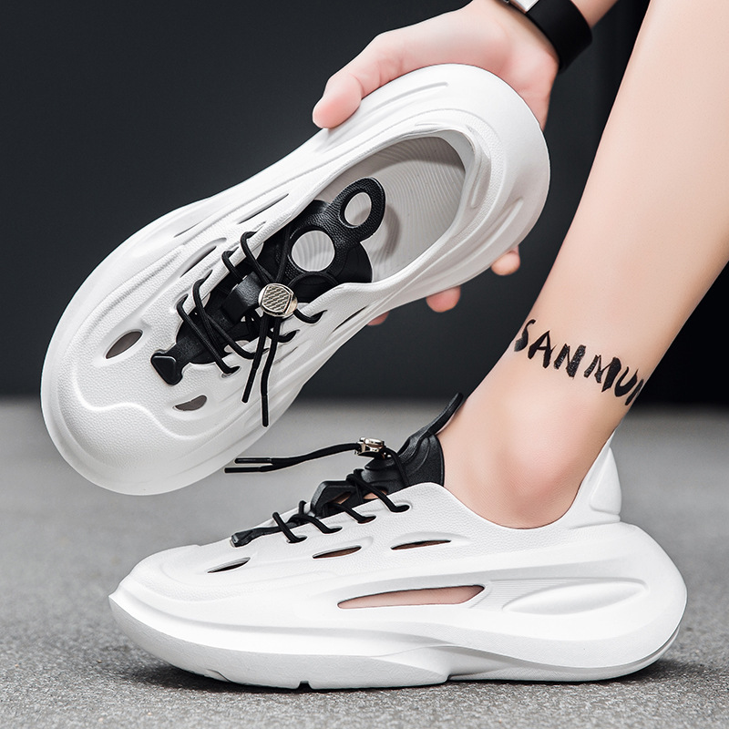 Hombre correa de coco agujero grueso antideslizante EVA zapatillas de moda transpirables zapatos de agua de playa de tamaño grande