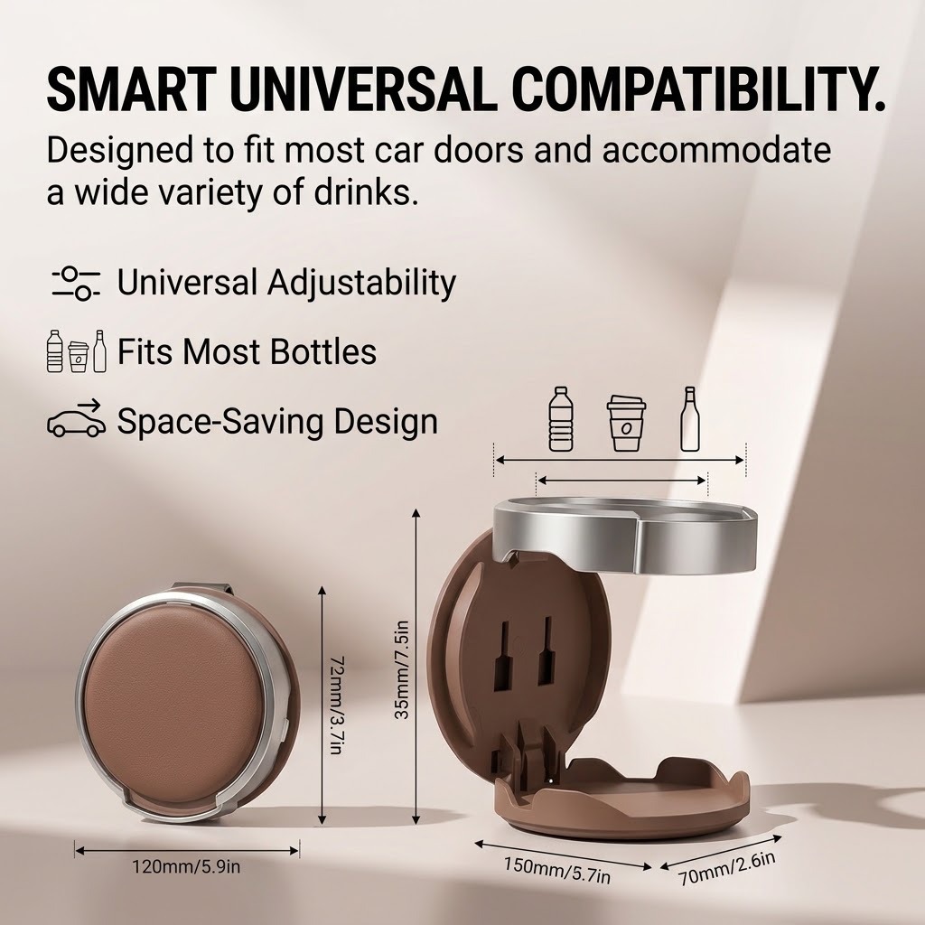 Car door cup holder, in-car storage organizer, foldable cup holder, multi-functional cup tray, fixed storage bracket, portable
