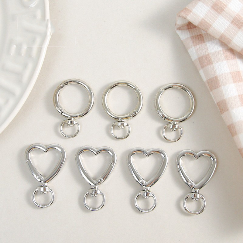 Casual and Versatile White K Color Heart Round Special-Shaped Zinc Alloy Spring Buckle DIY Key Chain Connecting Ring Accessories Wholesale Casual and Versatile White K Color Heart Round Special-Shaped Zinc Alloy Spring Buckle DIY Key Chain Connecting Ring Accessories Wholesale