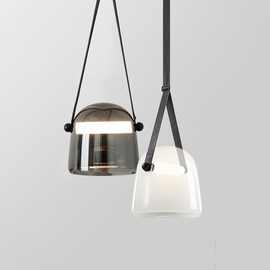 后现代餐厅玻璃灯具创意设计师艺术皮革吧台卧室橱窗床头吊灯