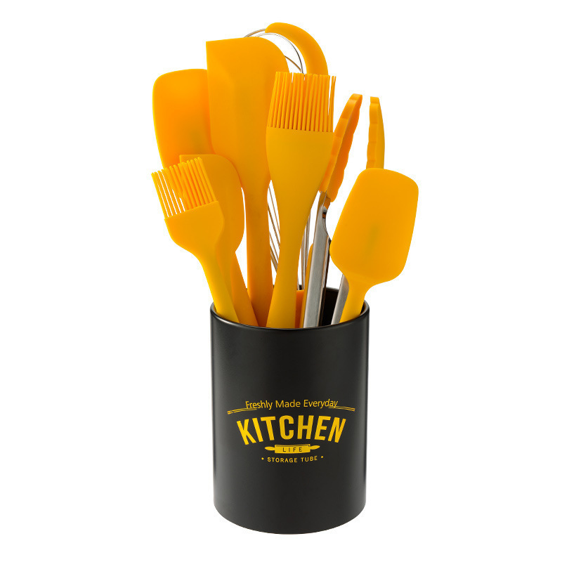 8 piezas de cepillo de aceite de horneado cuchara set pala pastel espátula batidor de huevos mini set de herramientas de cocina de cocina amarillo