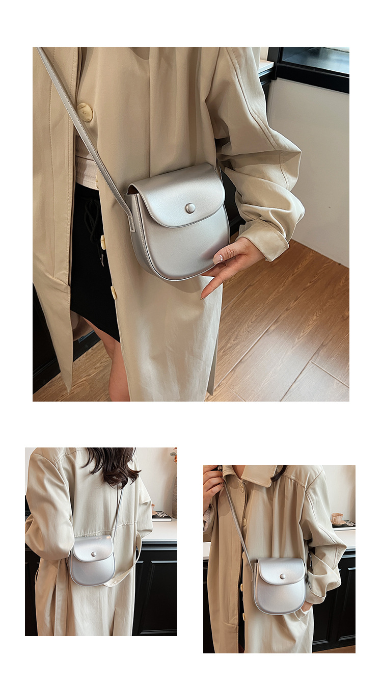 Single shoulder solid color, simple and versatile, casual crossbody mobile commuting mini box, saddle bag, women's bag_voghion.com