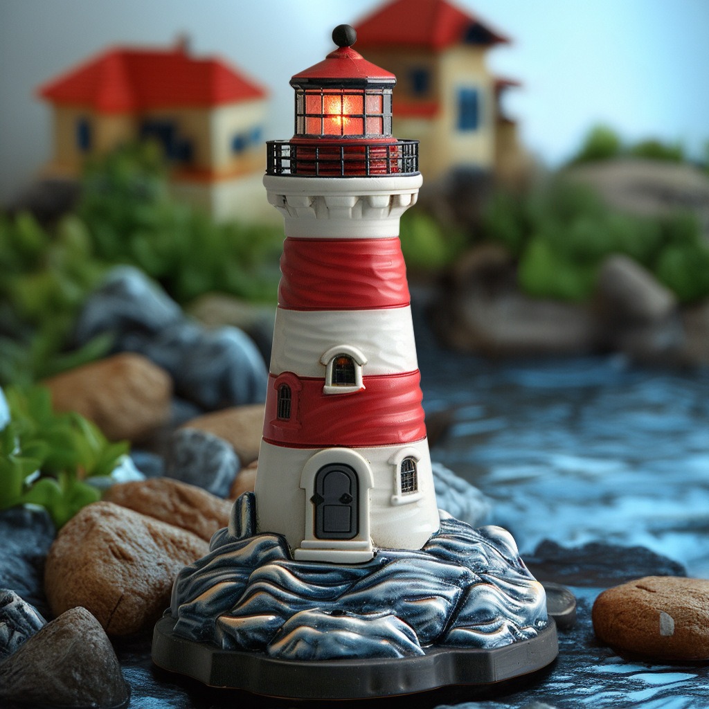  New Outdoor Solar Resin Lighthouse Ornaments Courtyard Garden Lawn Landscape Decoration Ornaments