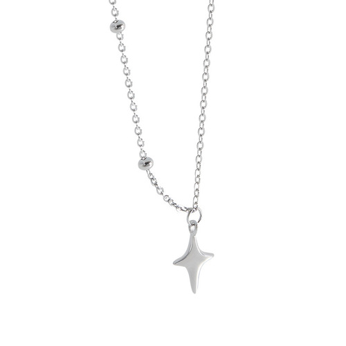 925 Silver Star Asymmetric Chain Necklace Women's Silver Chain Ins Light Luxury Simple Personalized Clavicle Chain Women's Jewelry