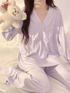Modal Postpartum Clothing Summer Postpartum Large Size Thin Style with Breast Pad Breastfeeding Maternity Pajamas Pullover Breastfeeding Home Clothes