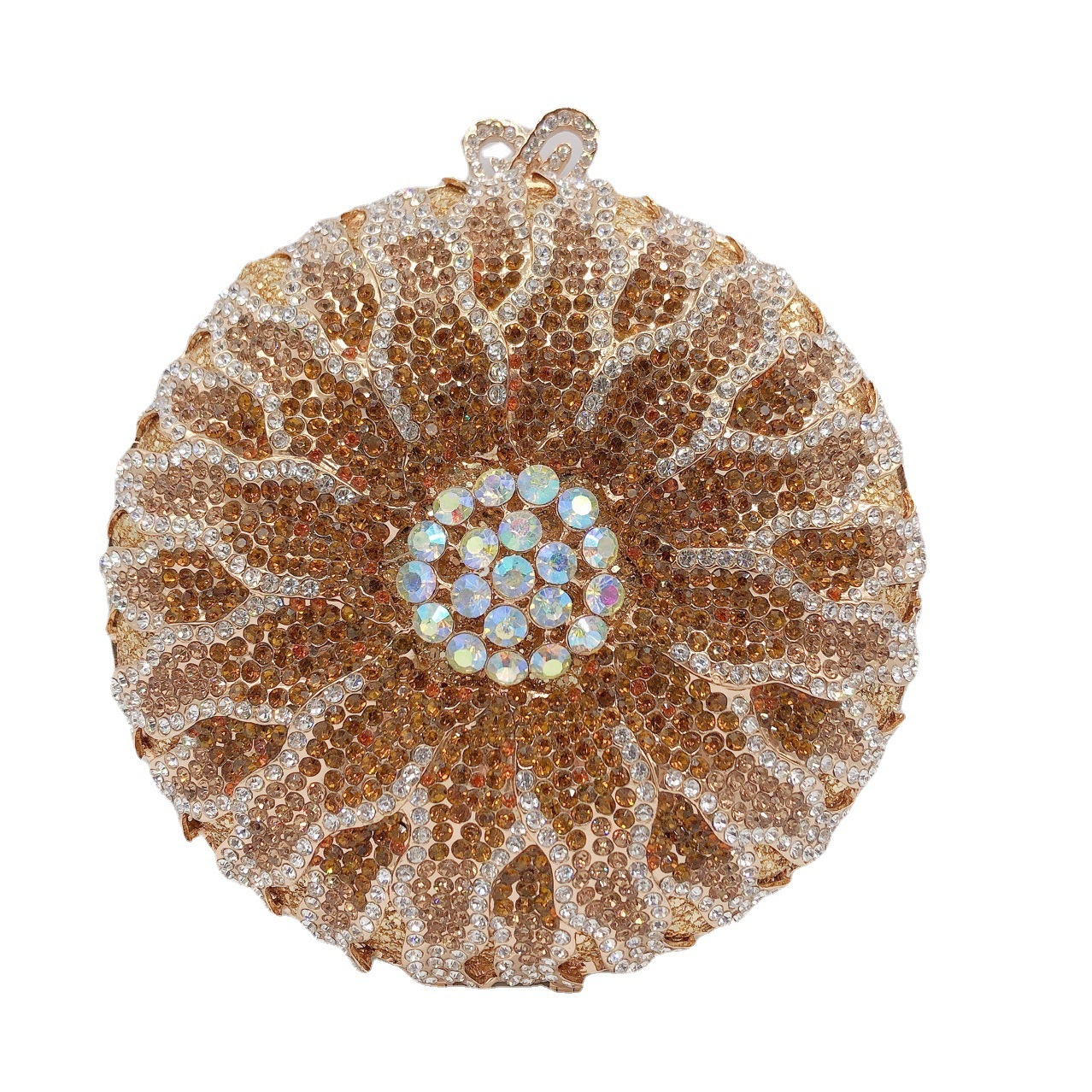 * transfronterizo nuevo paquete de diamantes de la cena del dios del sol bolso de diamantes redondo completo bolso de diamantes de banquete europeo y americano de mano bolso de diamantes de mujer embrague