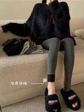 加绒加厚灰色打底裤女外穿2025新款连脚裤袜修身显瘦秋冬踩脚裤子