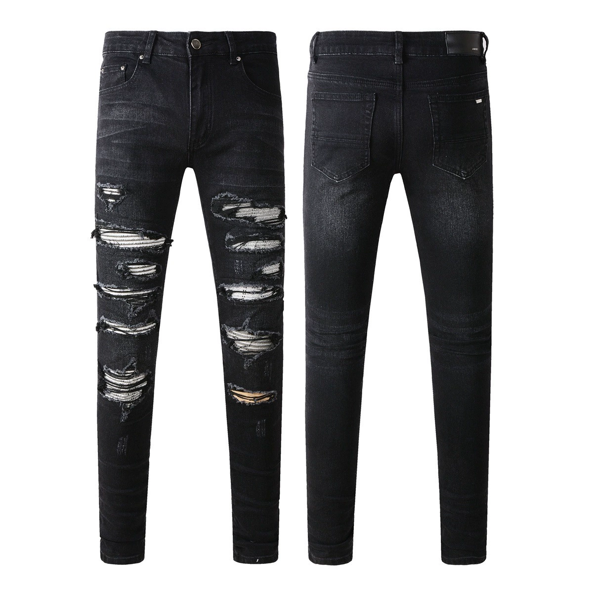Джинсы (AMIRI) мужские slim с рваной отделкой, фасон зауженный