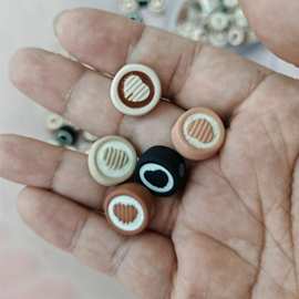 15mm横孔手感漆滴油爱心圆片 DIY手工串珠手机链挂件发饰饰品配件