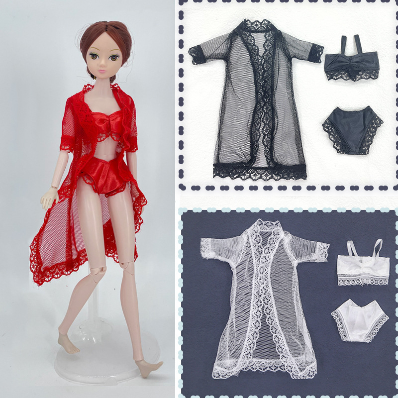 Toy Doll Wedding Dress Underwear Pajamas Black Pink Red Sexy Selling Color Doll Three-Piece Dress Up