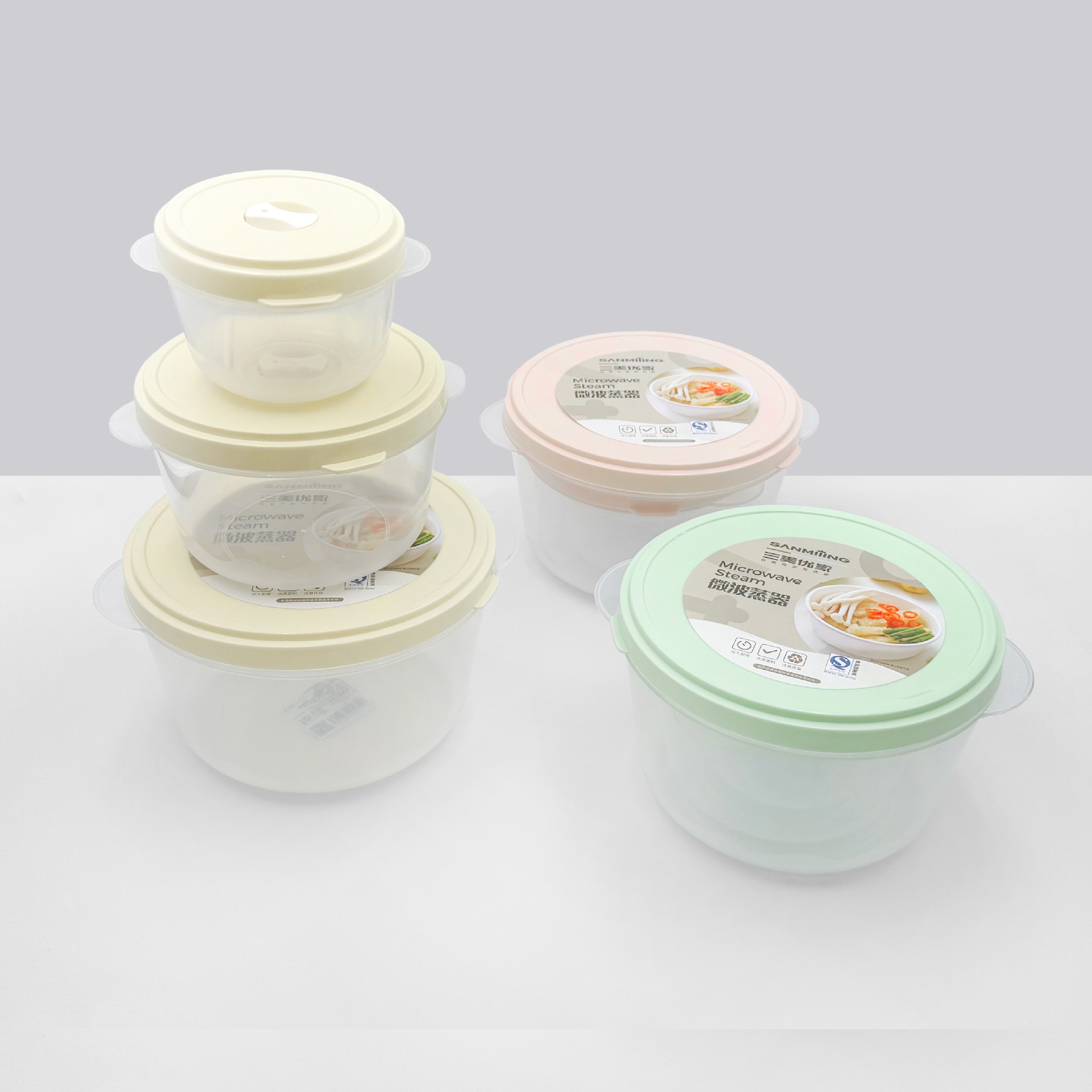 Sanmeiyou hogar cocina de grado alimenticio plástico PP con tapa sellada caja de almacenamiento de refrigerador de microondas