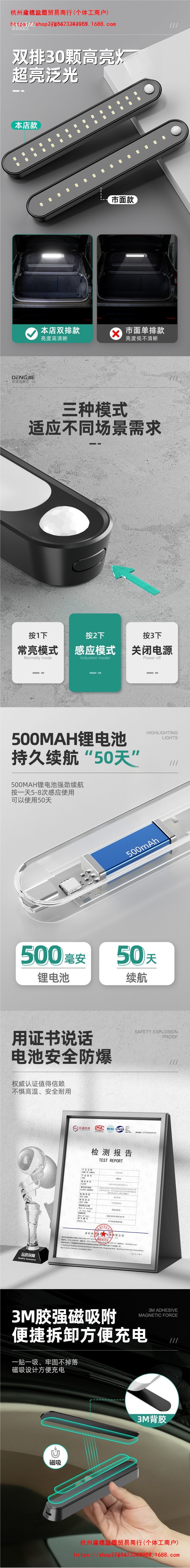 Car trunk light, automatic sensor light, ceiling light, tail box light, car reading light, interior sensor light