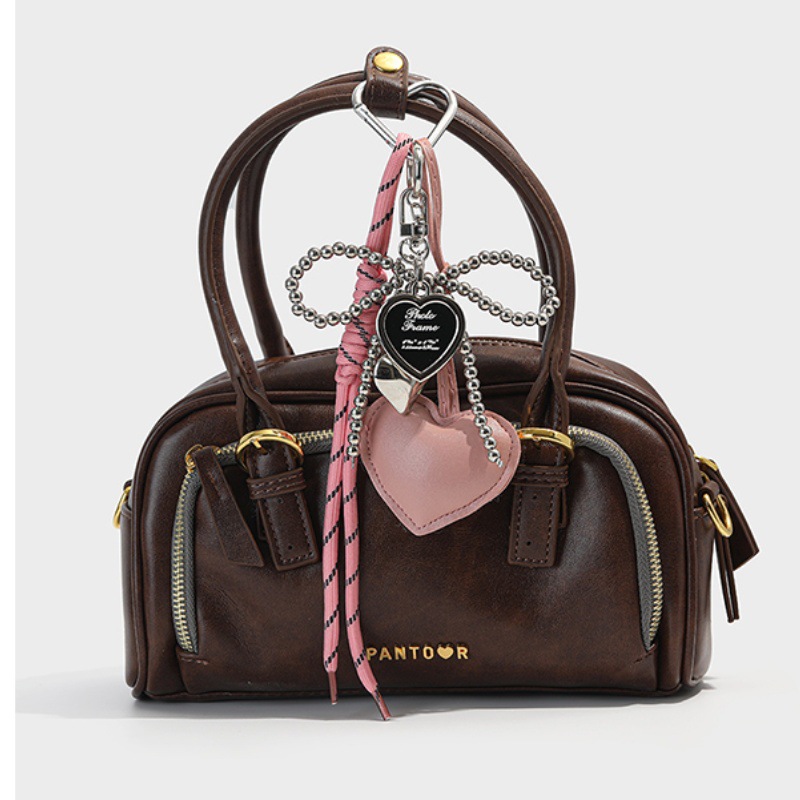 Corazón encantador de la niña arco de perlas de plata Miu bolsos colgantes de cuero amor super hermoso colgantes de llaver