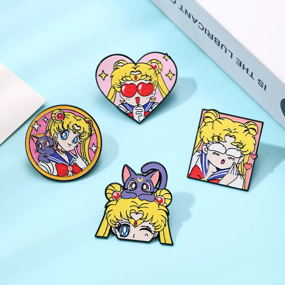 动漫卡通系列美少女战士徽章水兵月爱心造型合金胸针包包配饰装饰