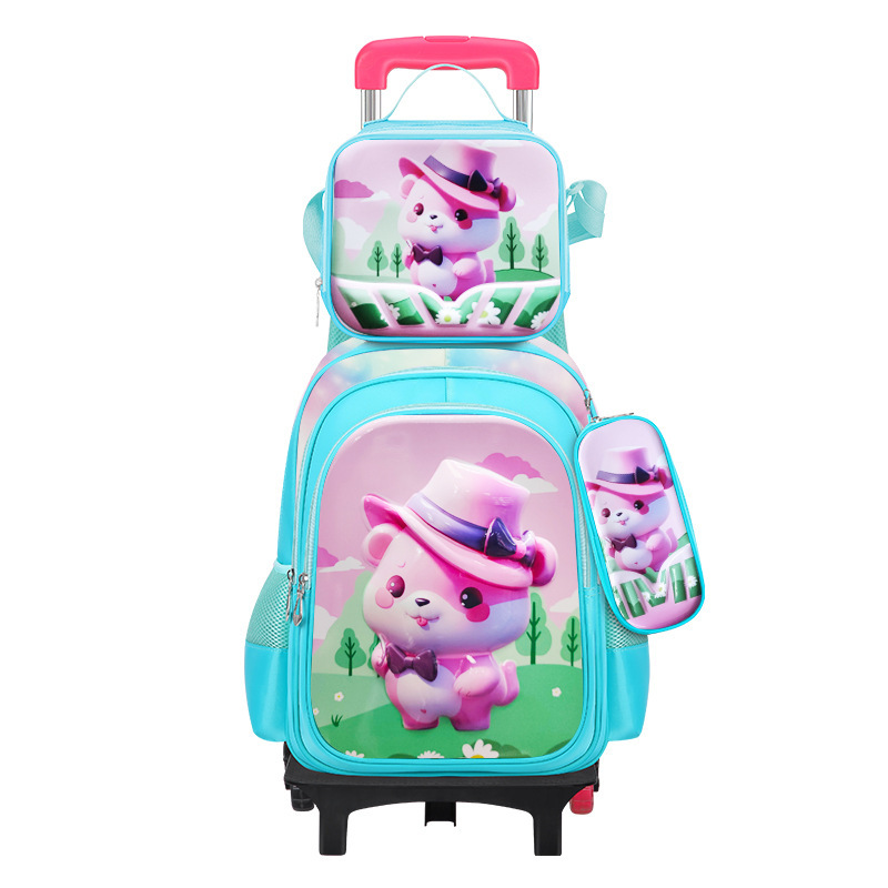 Nuevo tipo de bolsas de tirón de tres piezas de dibujos animados unicornio para niños mochila de espalda de gran capacidad para hombres