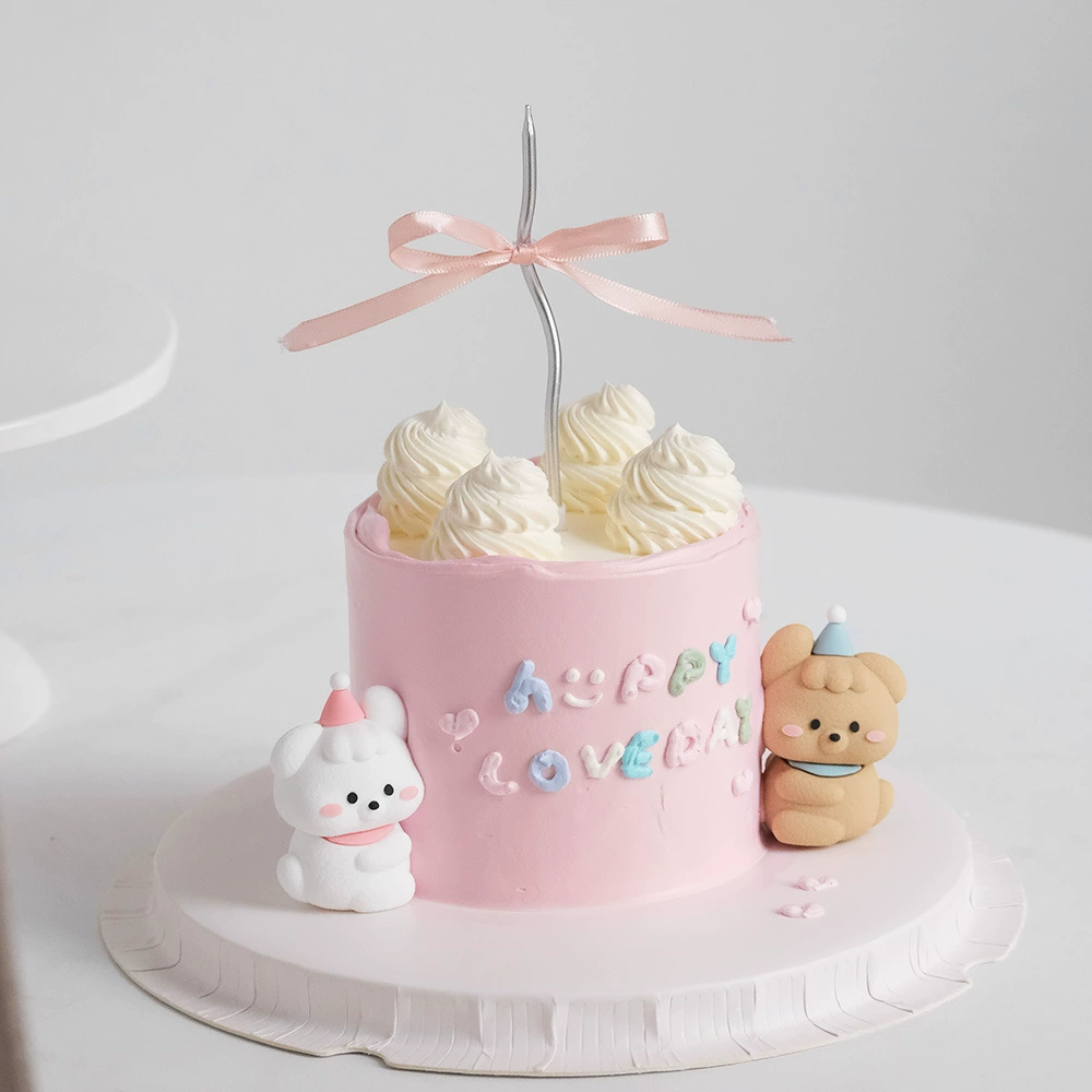 Украшение торта ко Дню святого Валентина, кукла, милый ремонт, собака, стиль, бант, лента, маленькая пара, украшение для рабочего стола