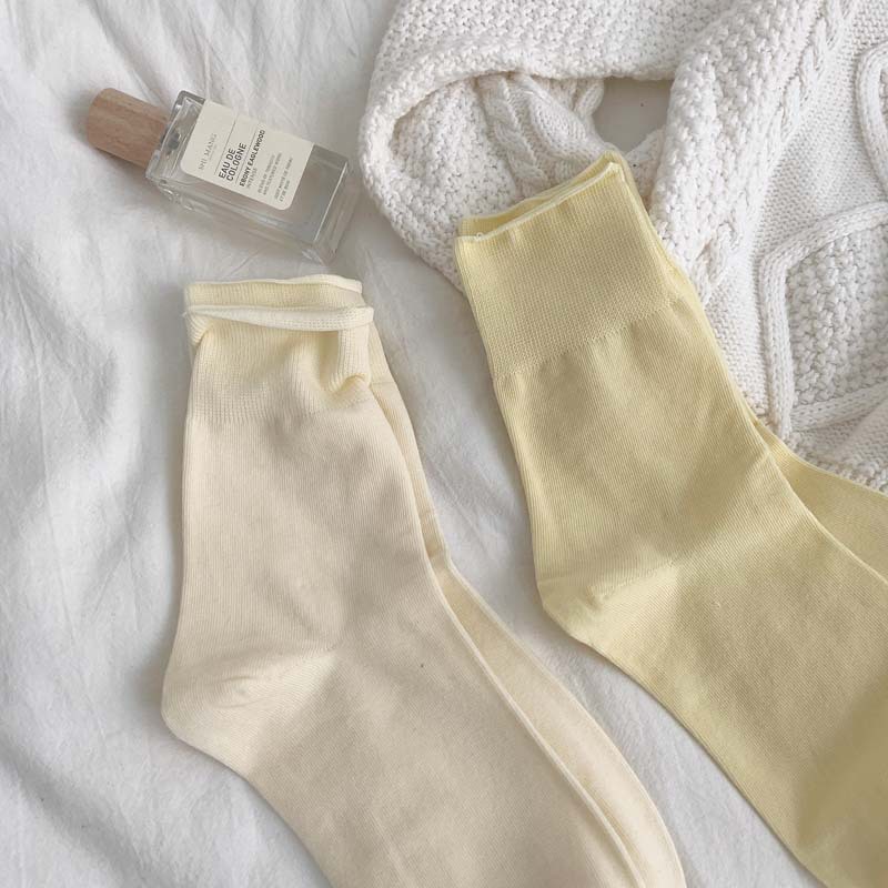 50g Weight Socks Classification Socks Lingerie Type Cotton Fabric Type A Pair Quantity Daily, Shopping Occasion Solid Color Pattern All Seasons Season Women's Gender Korean Style Style Women's Korean Style Solid Color Cotton Crew Socks A Pair 18