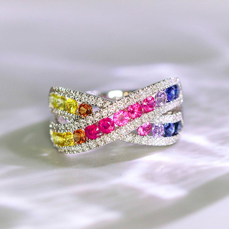 10, 6, 7, 8, 9 Ring Size 1 Piece Quantity Wholesale Jewelry Elegant Glam Color Block Copper Zircon Plating Rings