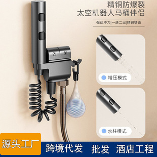 Cross-border all-copper toilet companion spray gun suit toilet toilet pressurized double-controlled water one-in-two-out women washing water gun