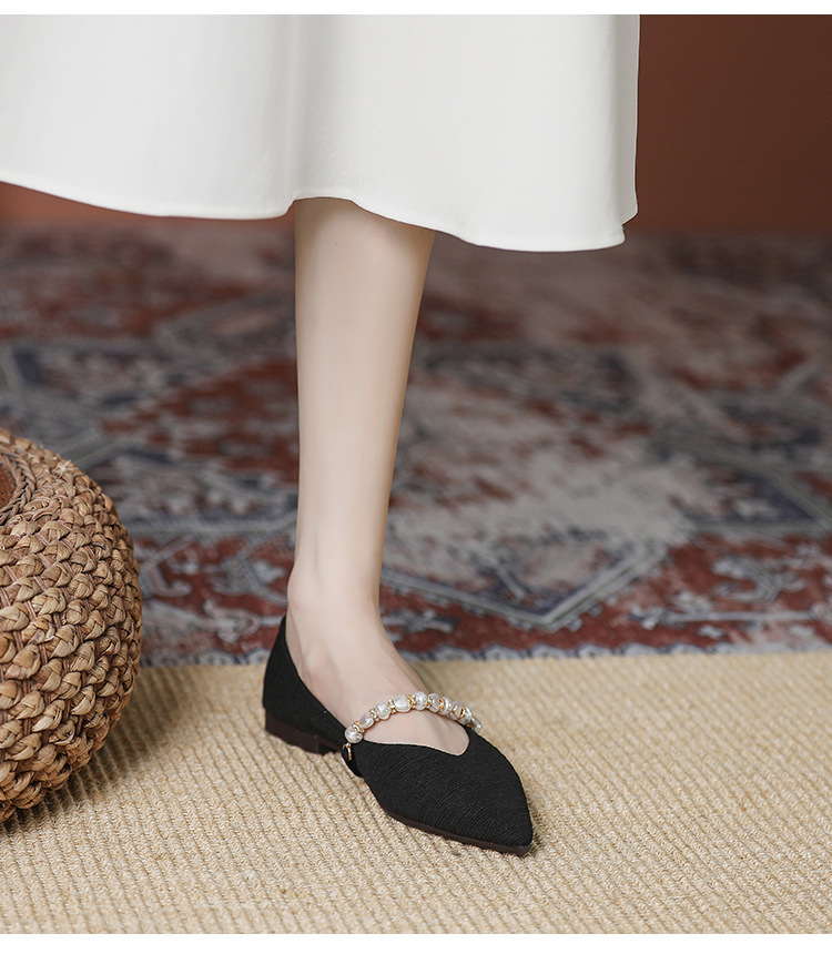 Sapatos femininos novos de bico fino, calçados baixos versáteis, boca rasa, sapatos de avó com sola macia e salto baixo, 2024, início da primavera_voghion.com