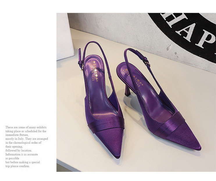 Escarpins élégants à bout pointu en satin avec dos ouvert et bride à la cheville - Escarpins pour femmes pour fêtes et soirées_voghion.com