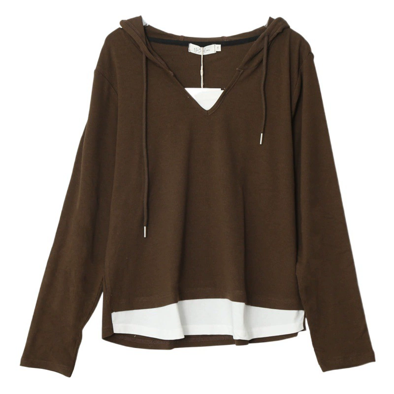 MJ251 Xuanchen, осенний новый стиль, слегка увеличенный размер, ретро-мода, повседневный ленивый стиль, имитация двухслойной рубашки с длинным рукавом.