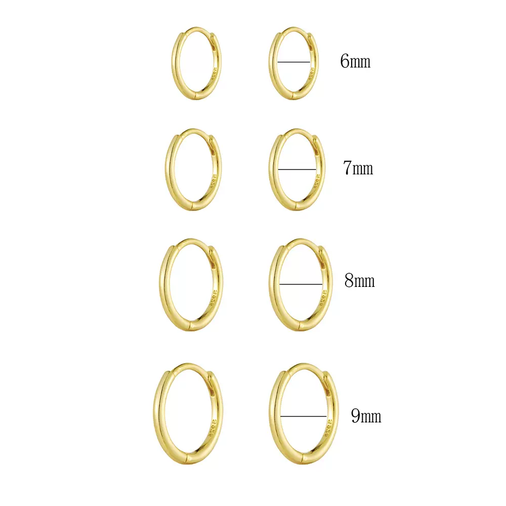 925纯银耳扣耳环高级感耳饰欧美跨境ins时尚个性真金电镀光面耳圈