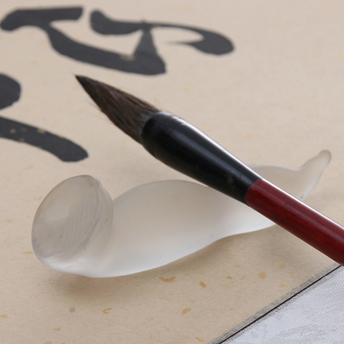 Lotus-shaped glass pen stand with Xiang edge decoration, pen holder, pen holder, brush calligraphy, four treasures of study supplies and tools