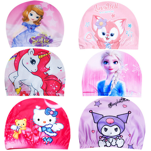 Children's swimming cap cartoon comfortable ear protection for girls and boys cute kids baby middle school children breathable swimming pool swimming cap