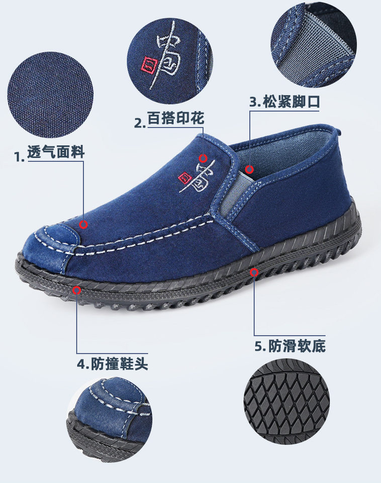 Giày lười nam vải bạt cổ thấp mũi tròn chống trượt êm chân — ZG-88 Lão Bắc Kinh - Xanh dương, ZG-88 Lão Bắc Kinh - Đen, ZG-88 Lão Bắc Kinh - Xanh dương [Hộp], ZG-88 Lão Bắc Kinh - Đen [Hộp] chi tiết 6