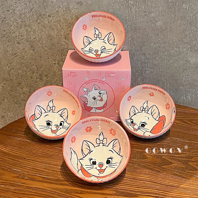 メアリー猫陶磁器ボウルの新しい高颜値かわいい茶碗寮の家庭用高温食器は高温ご飯ボウルに耐える|undefined