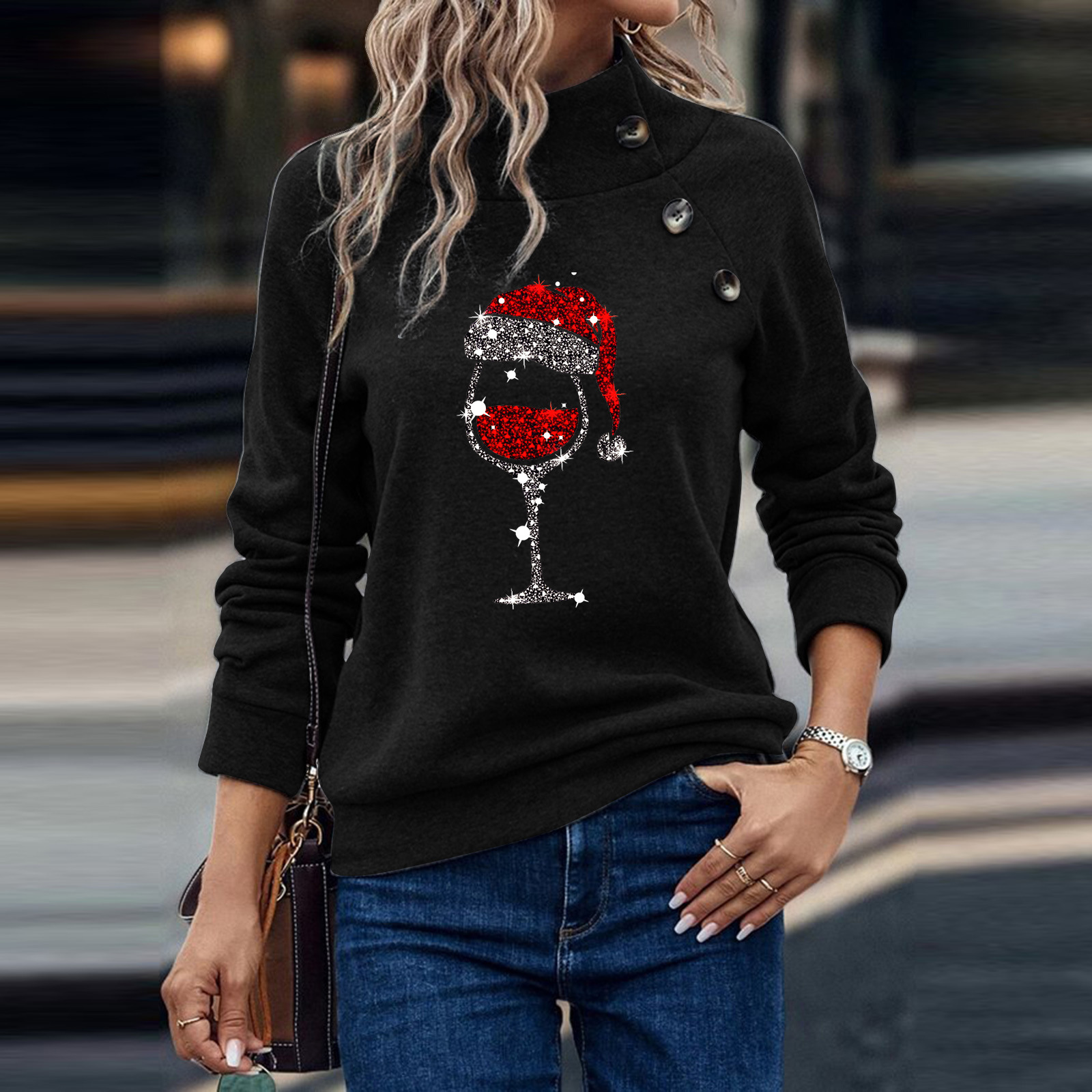 Title 3, Maglione natalizio da donna con girocollo, bott...