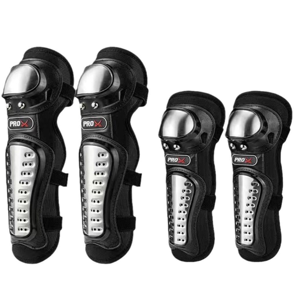 Motocicleta bicicleta de acero inoxidable equipo de protección rodillera codo almohadilla de cuatro piezas fuera de la carretera suministros de equitación resistentes a caídas