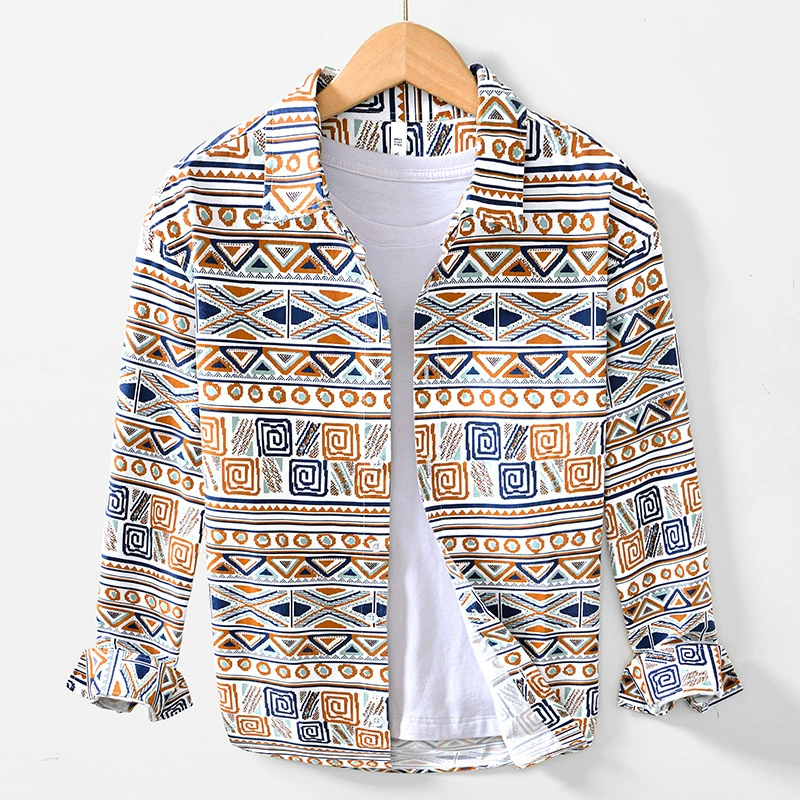 9041 осенний новый цвет цветного индивидуального принта топ модный модный свободный рубашка с длинными рукавами