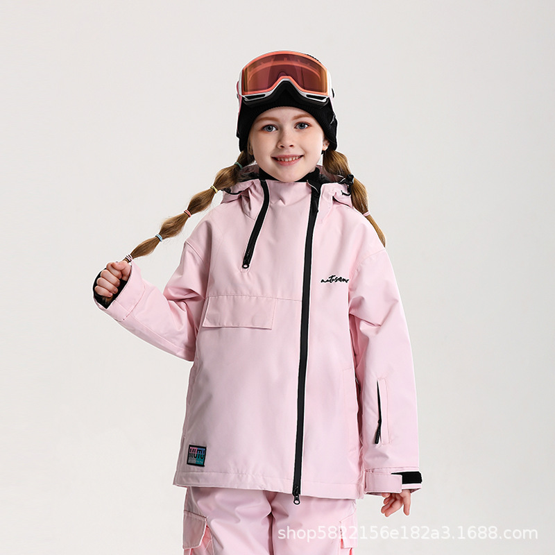 New Children's Ski Jacket for Girls, Windproof and Waterproof, Suitable for Snowboarding and Skiing, Warm Padded Ski Gear for Boys